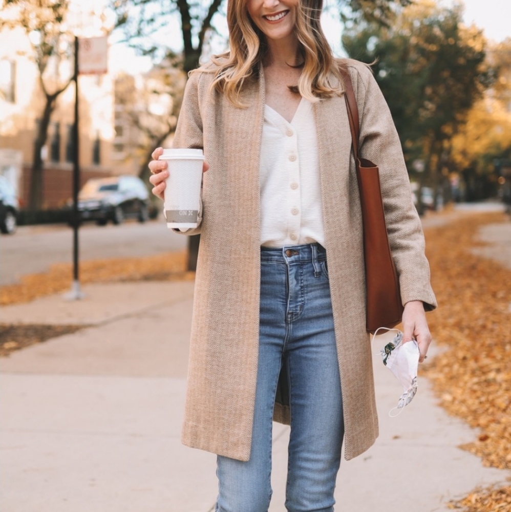 MADEWELL S Stanza Camel Herringbone Coat - Picture 2 of 15